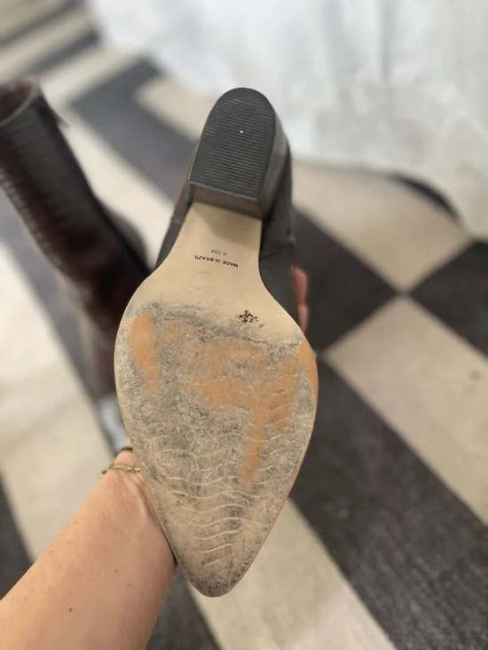 Matisse Dark Brown Croc-Embossed Pointed Ankle Boot - Picture 5 of 6